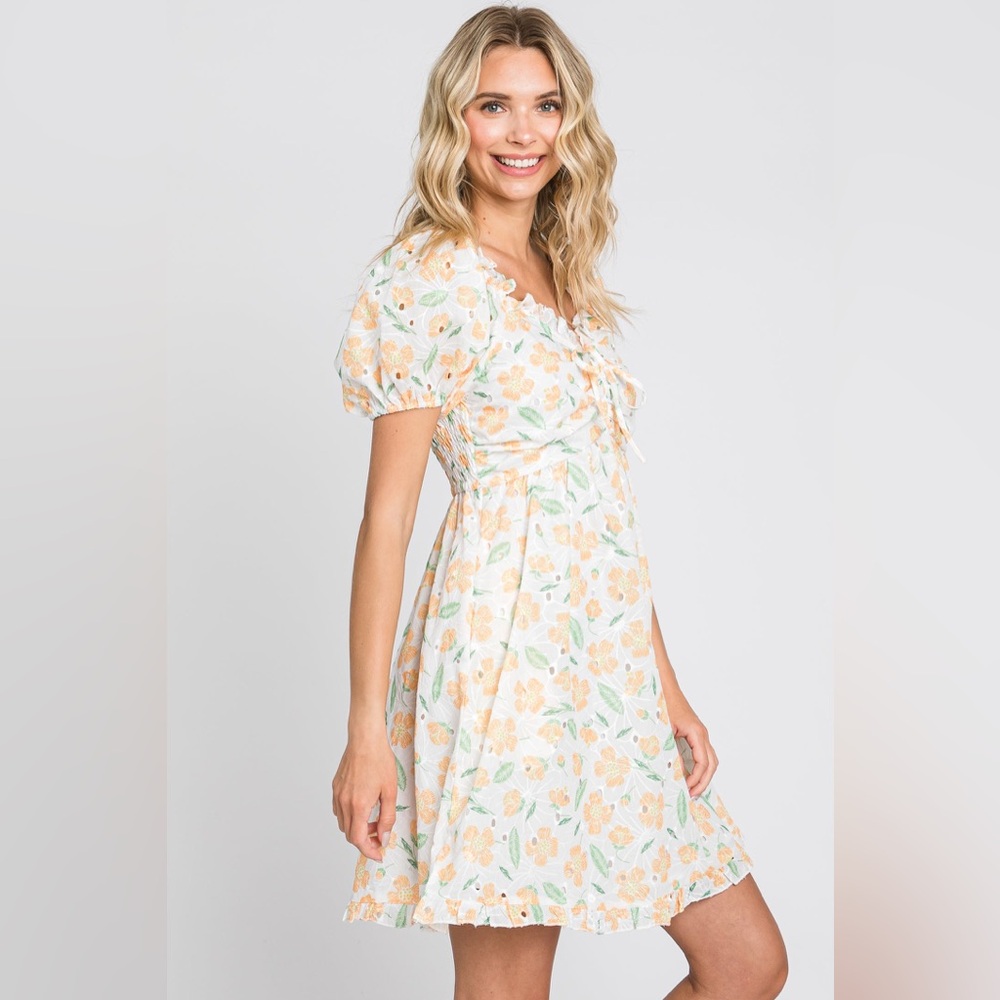 &Mercy Floral Embroidered Details Puff Sleeve Dress Size M.